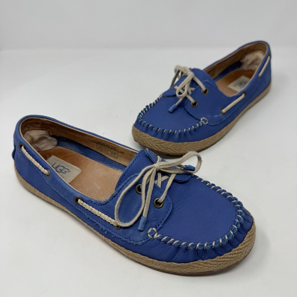 Ugg Australia Tylin Leather Boat Shoe Slip On Low Top Moc Blue‎ 1004110 Men's 8